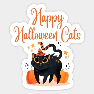 Happy Halloween Cats, Hallowen For Cat Lovers Classic Sticker